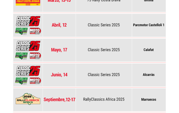 Nous presentons le calendrier 2025 de RallyClassics !