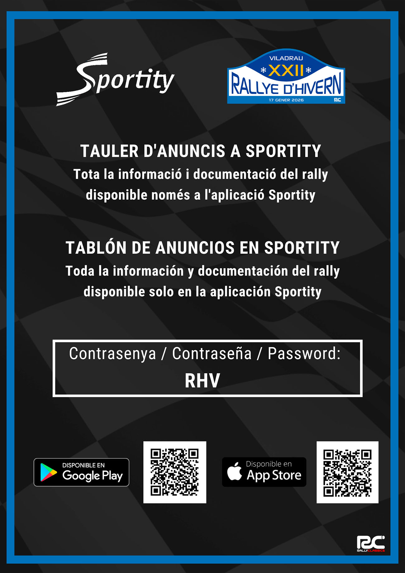 Tablón anuncios XIX Rallye d'Hivern